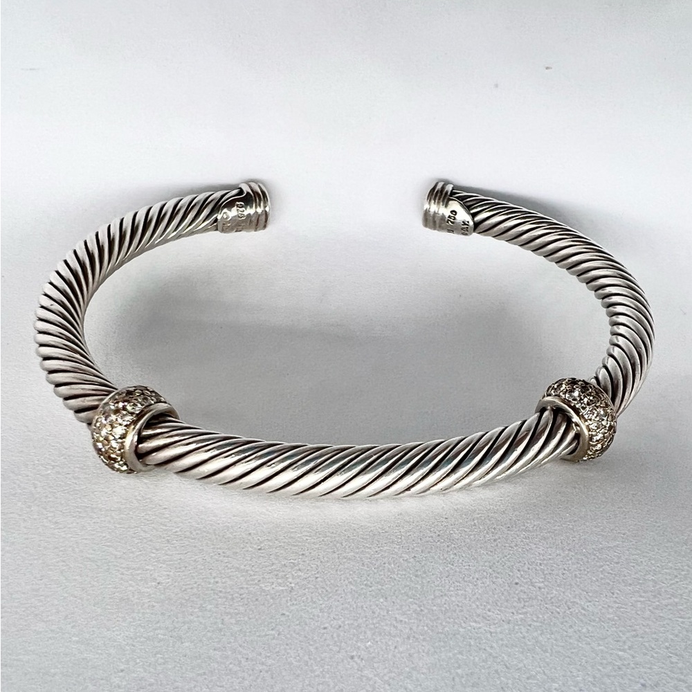 David Yurman Diamond Cable Classics Center Double Station Bracelet